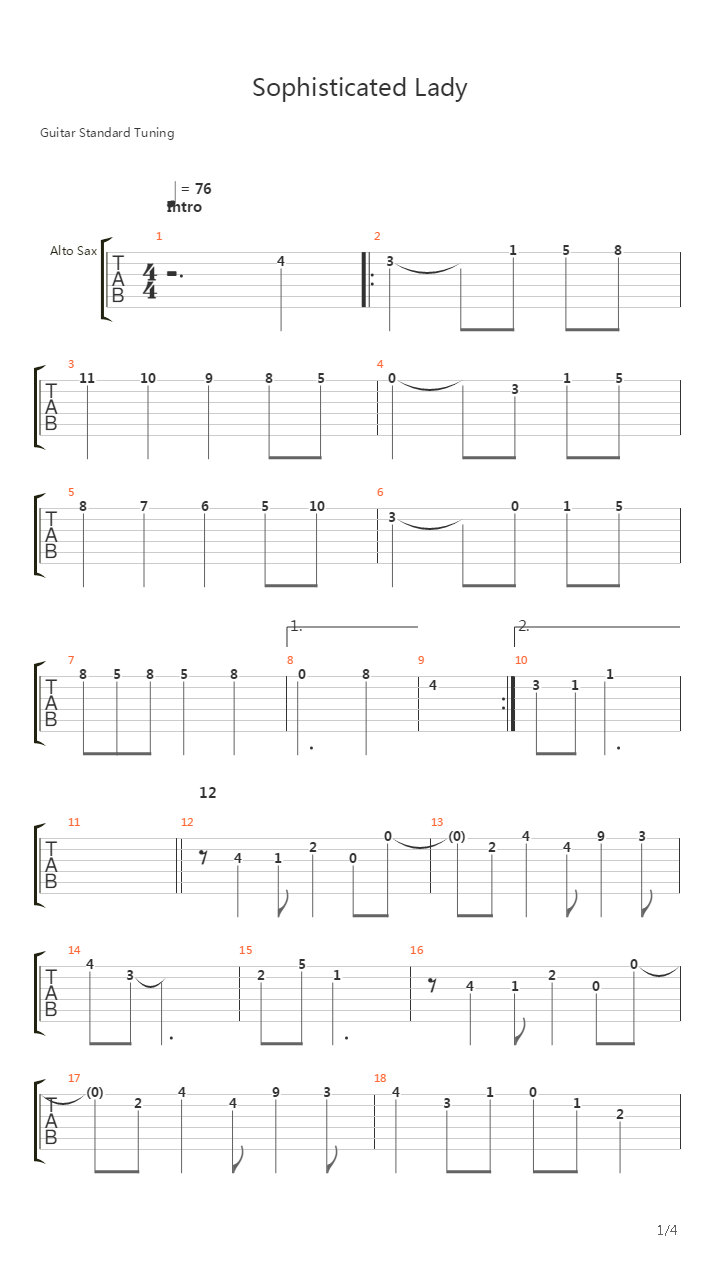 Sophisticated Lady吉他谱