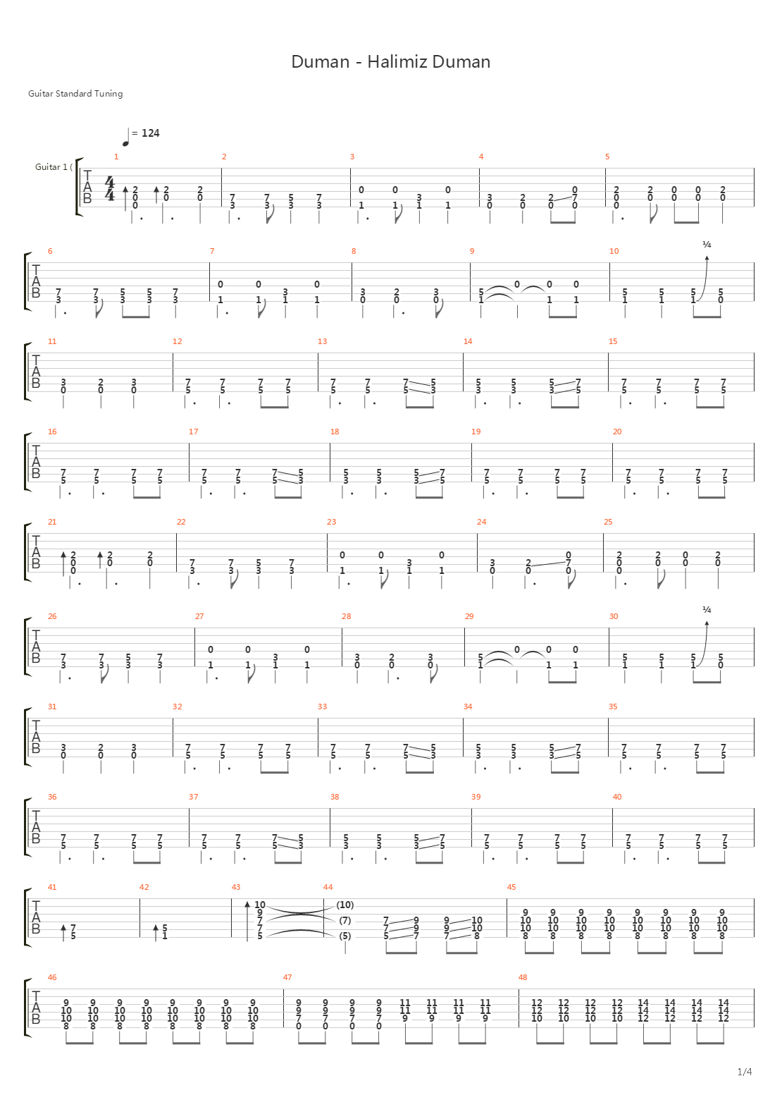 Halimiz Duman吉他谱