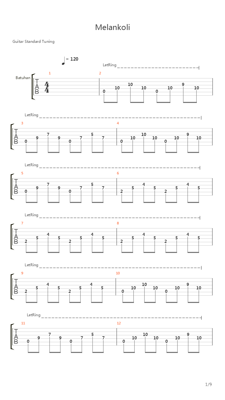 Melankoli吉他谱