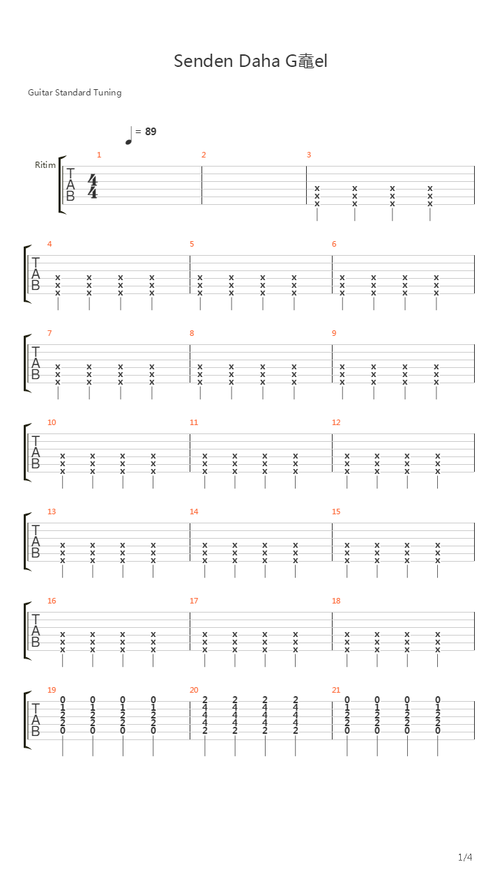 Senden Daha Guzel吉他谱