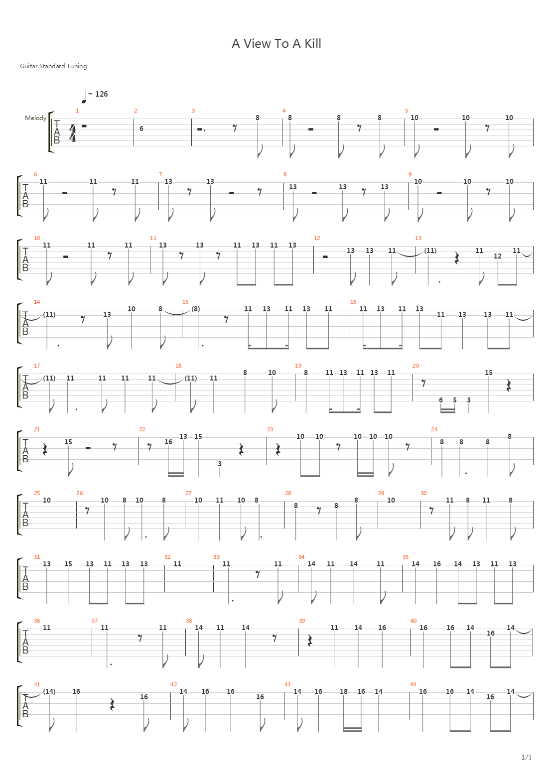 A View To A Kill吉他谱