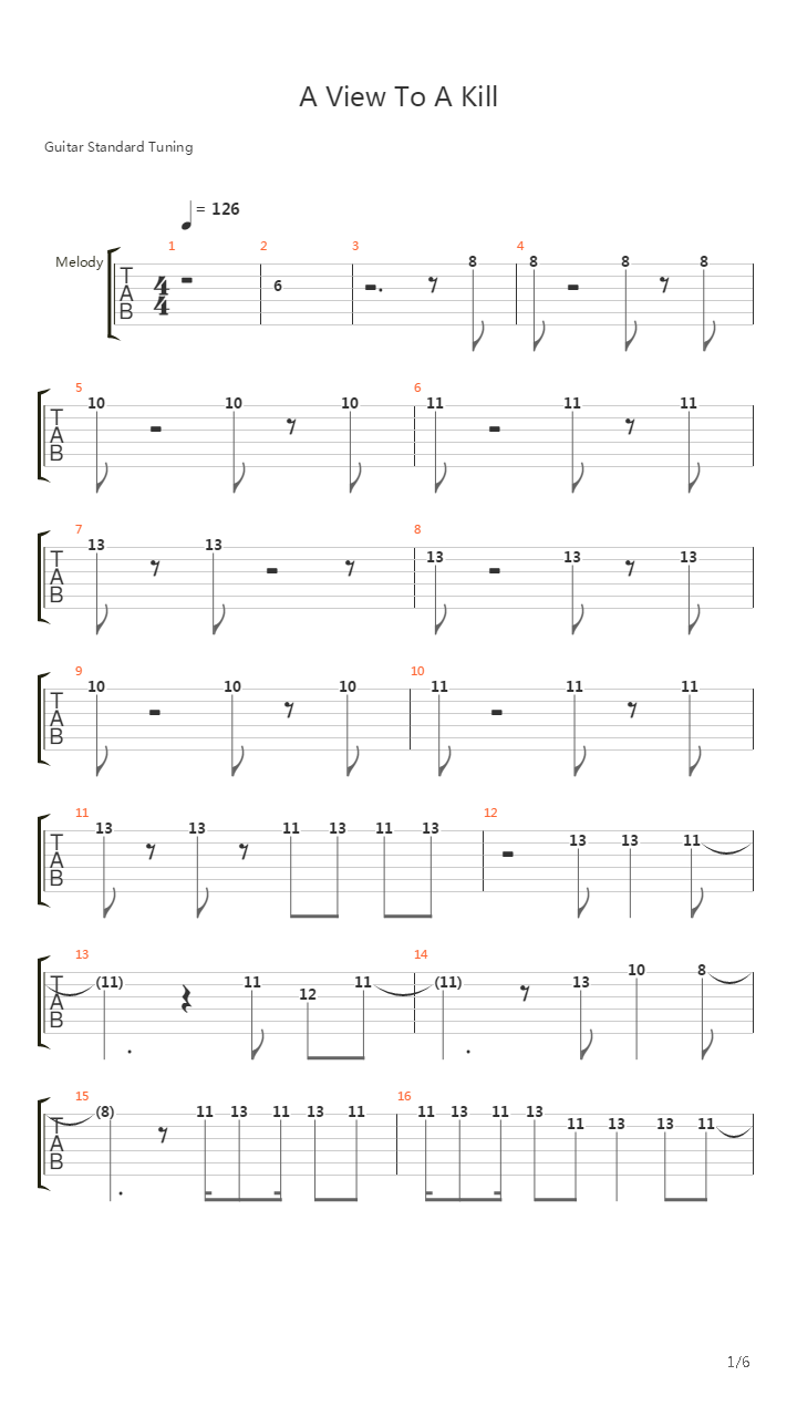 A View To A Kill吉他谱