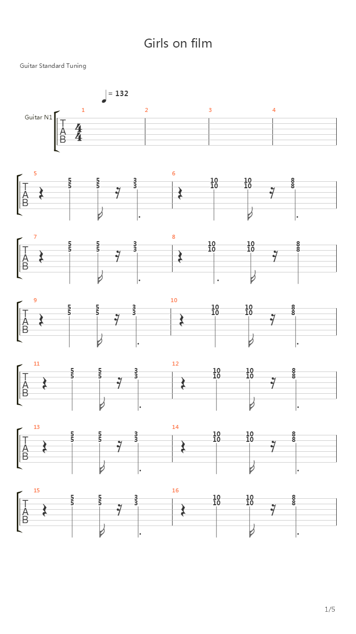 Girls On Film吉他谱