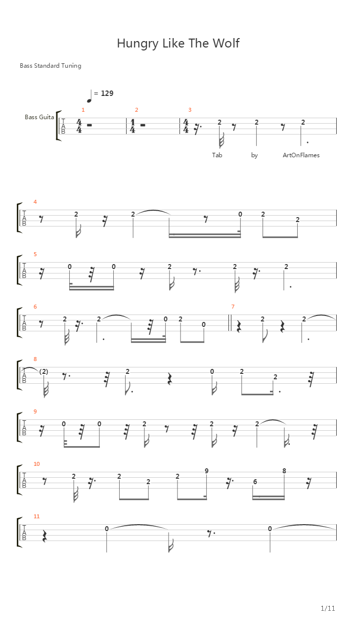 Hungry Like The Wolf吉他谱