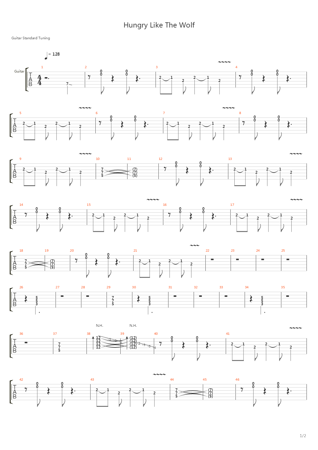 Hungry Like The Wolf吉他谱