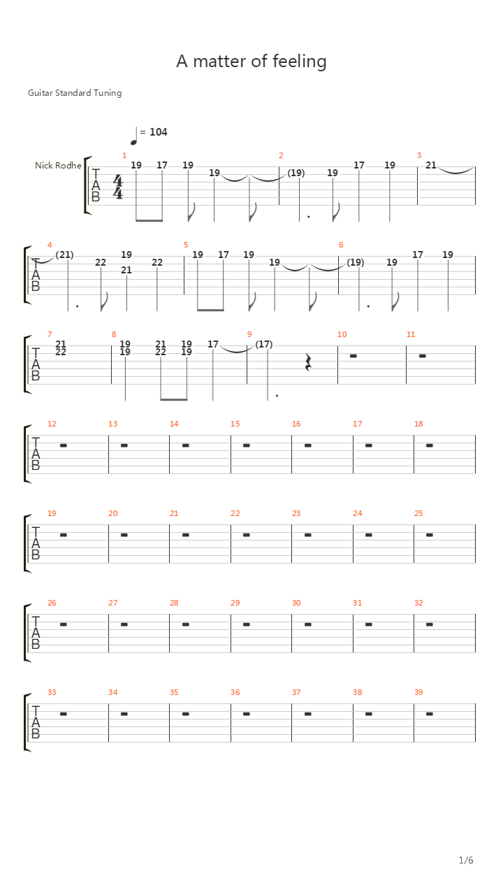 Matter Of Feeling吉他谱