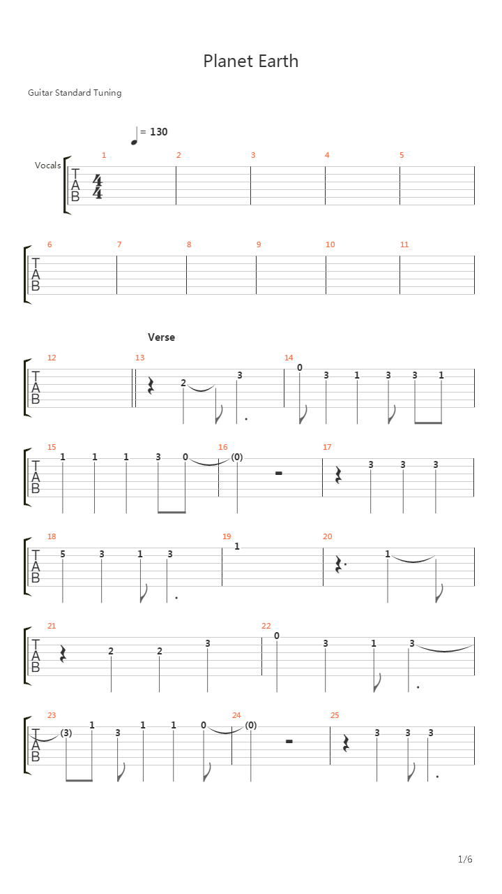 Planet Earth Live吉他谱