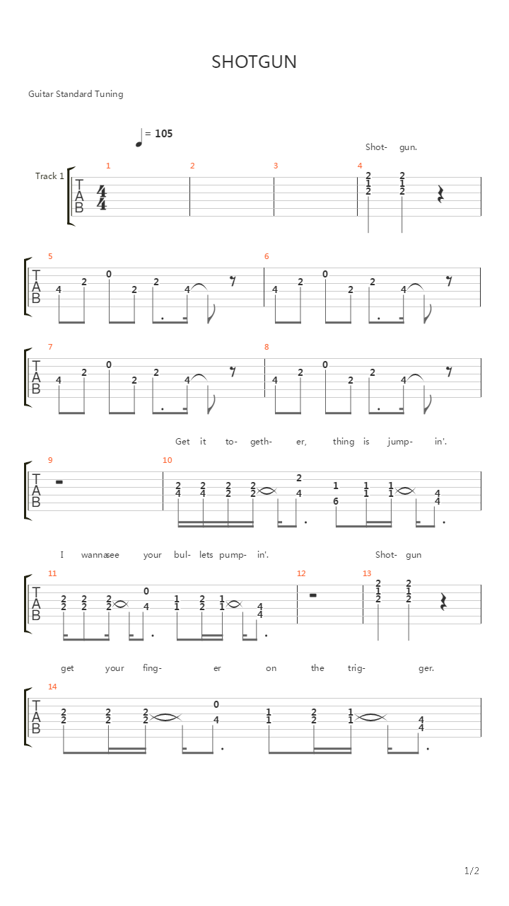 Shotgun吉他谱