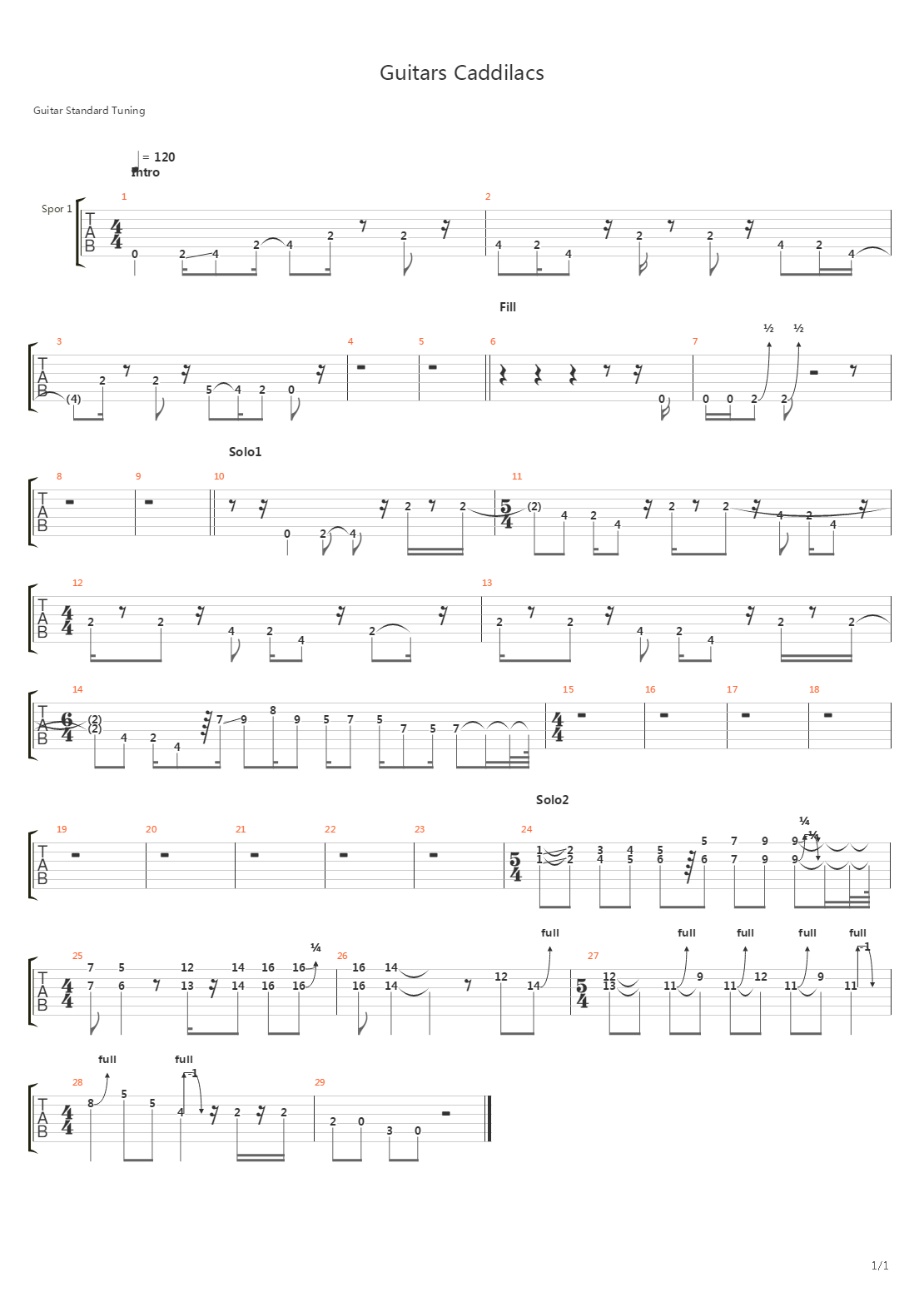 Guitars Caddilacs吉他谱