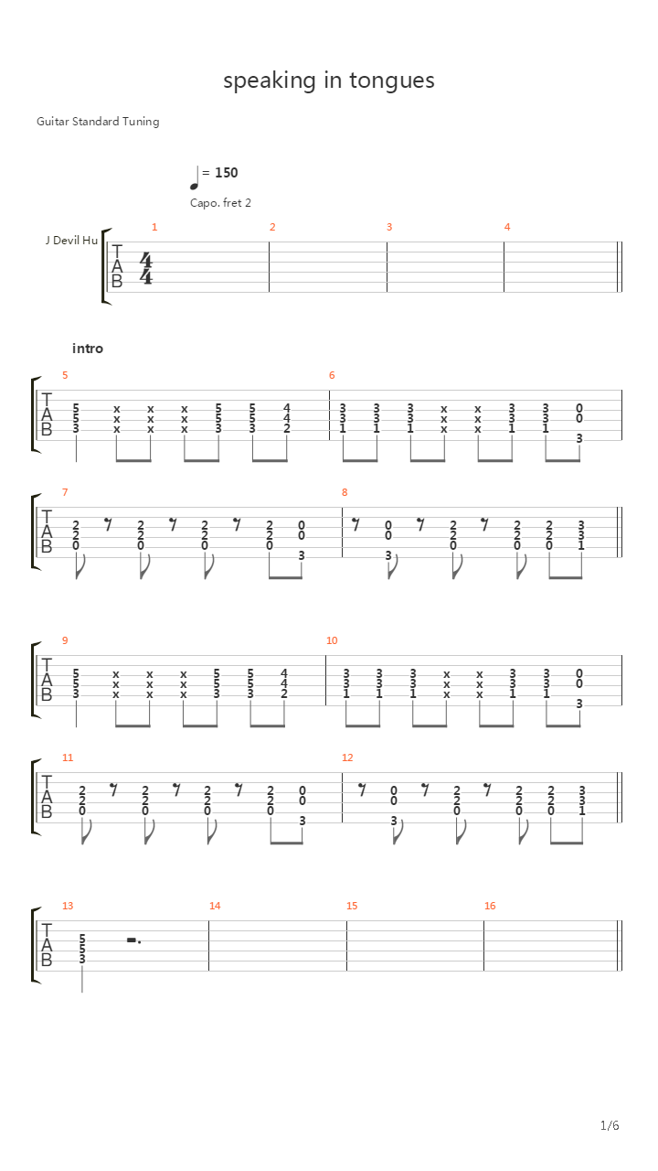 Speaking In Tongues吉他谱