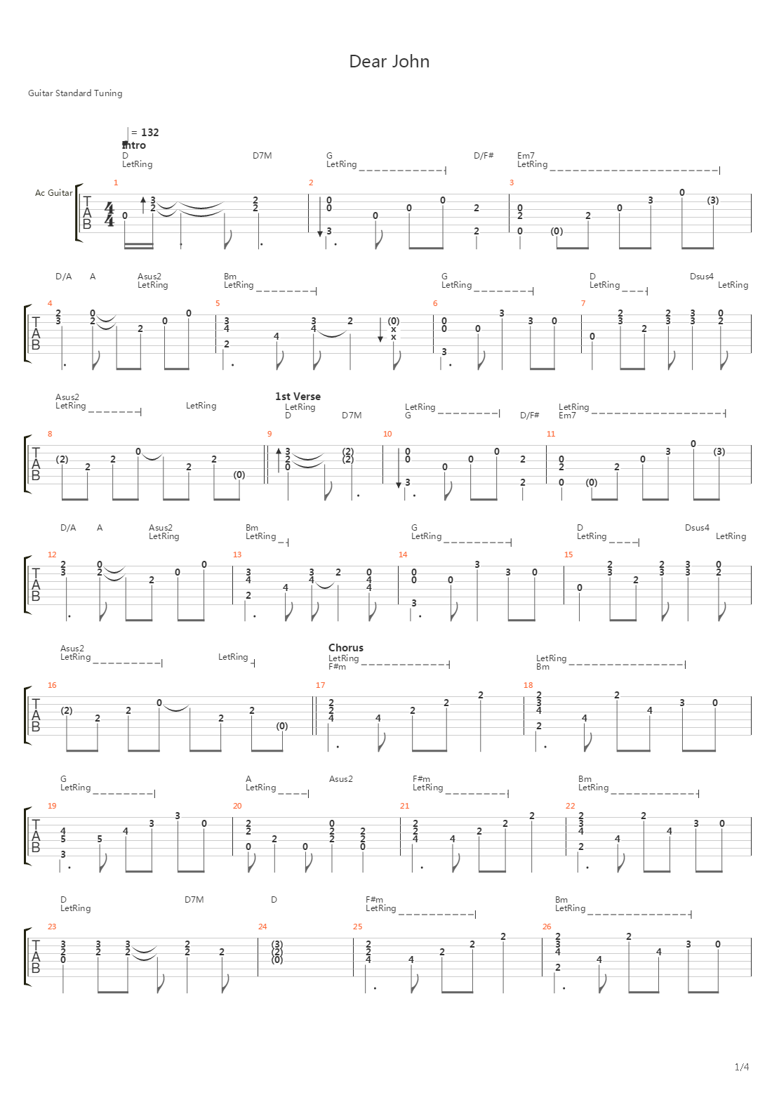 Dear John吉他谱