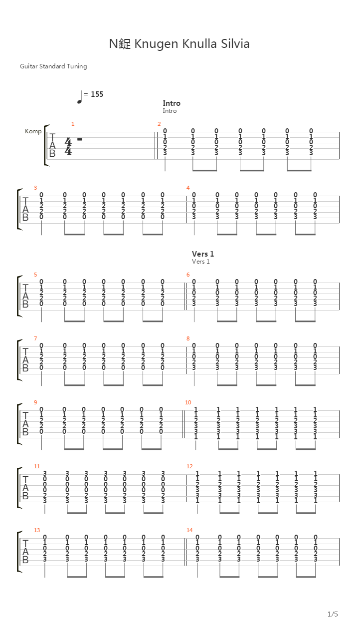 Nr Knugen Knulla Silvia吉他谱