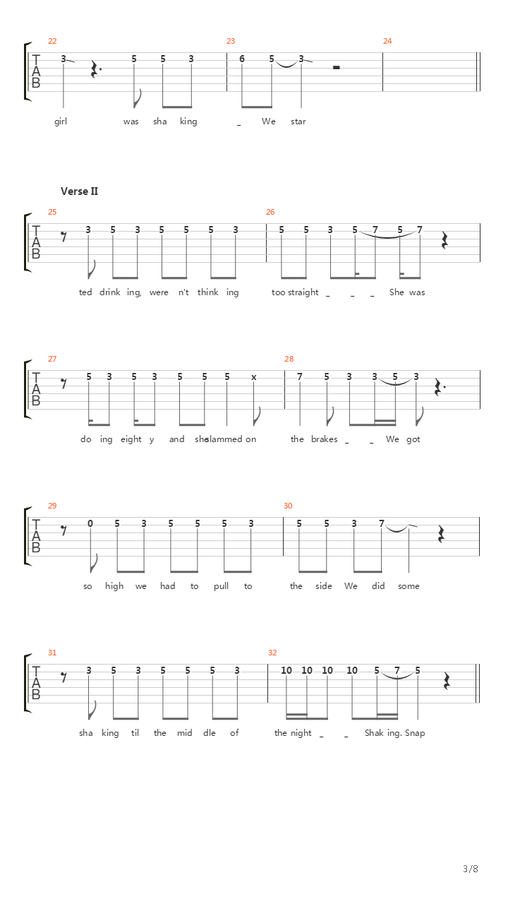 Shakin吉他谱