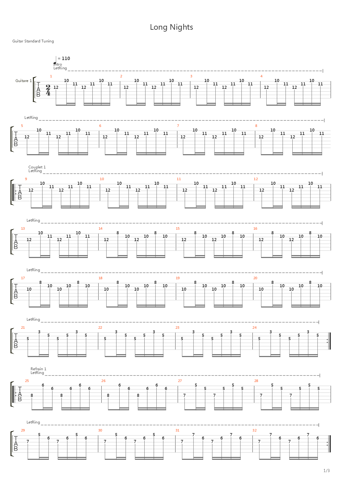 Long Nights吉他谱