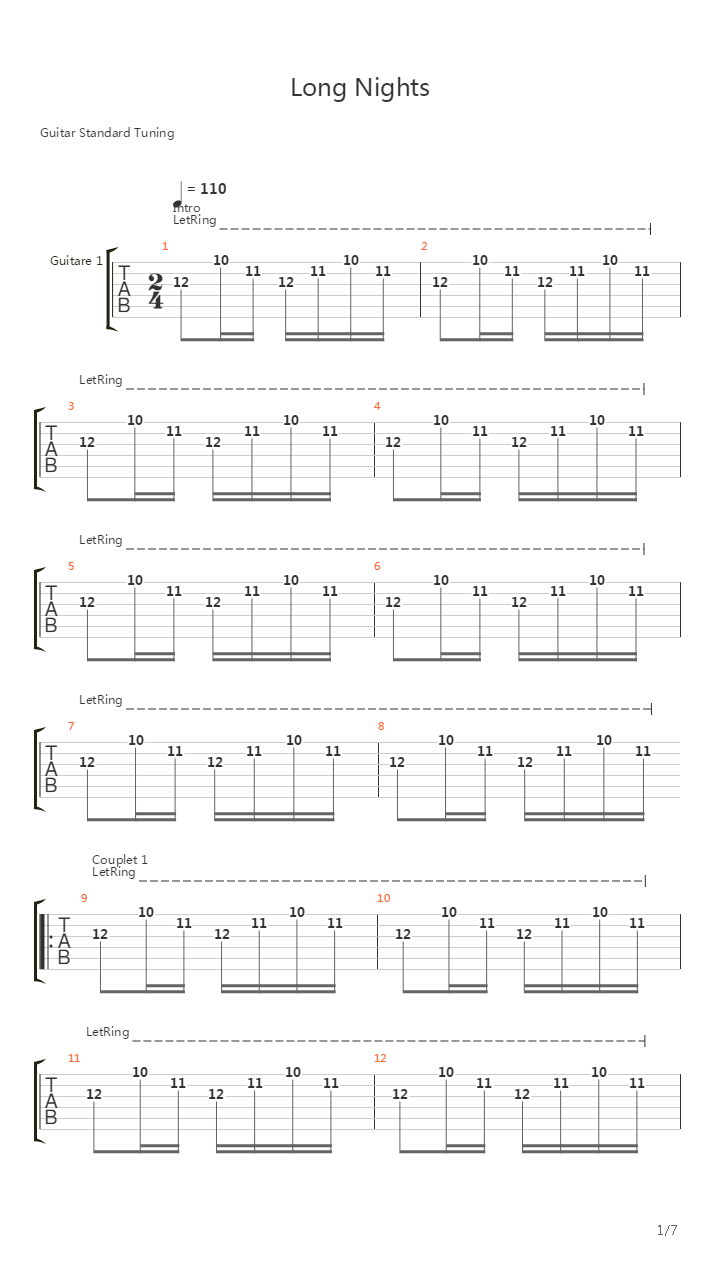 Long Nights吉他谱