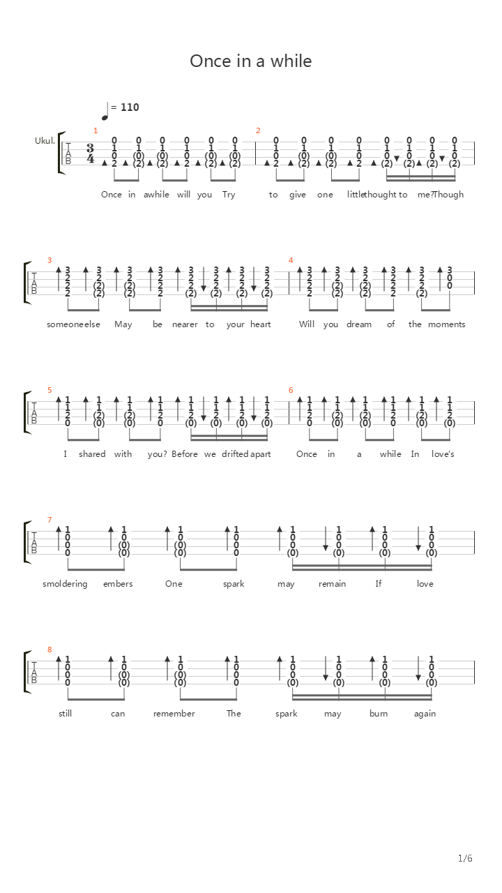 Once In A While吉他谱