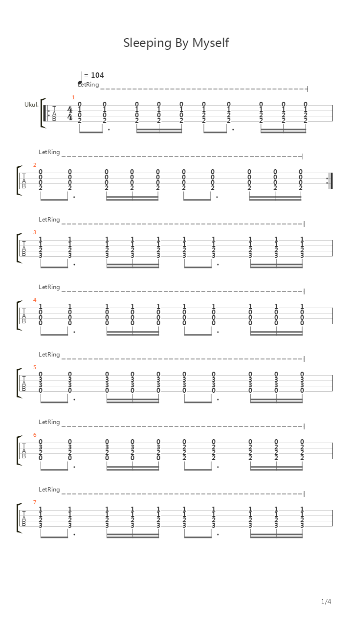 Sleeping By Myself吉他谱