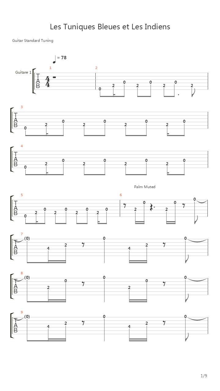 Les Tuniques Bleues Et Les Indiens吉他谱