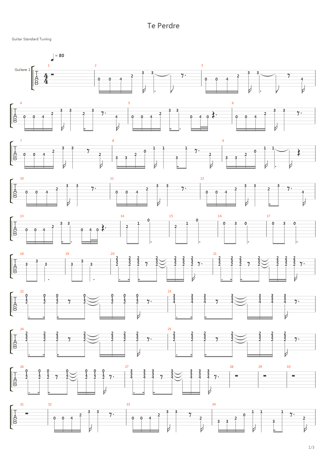 Te Perdre吉他谱