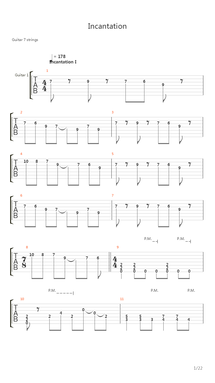 Incantation吉他谱