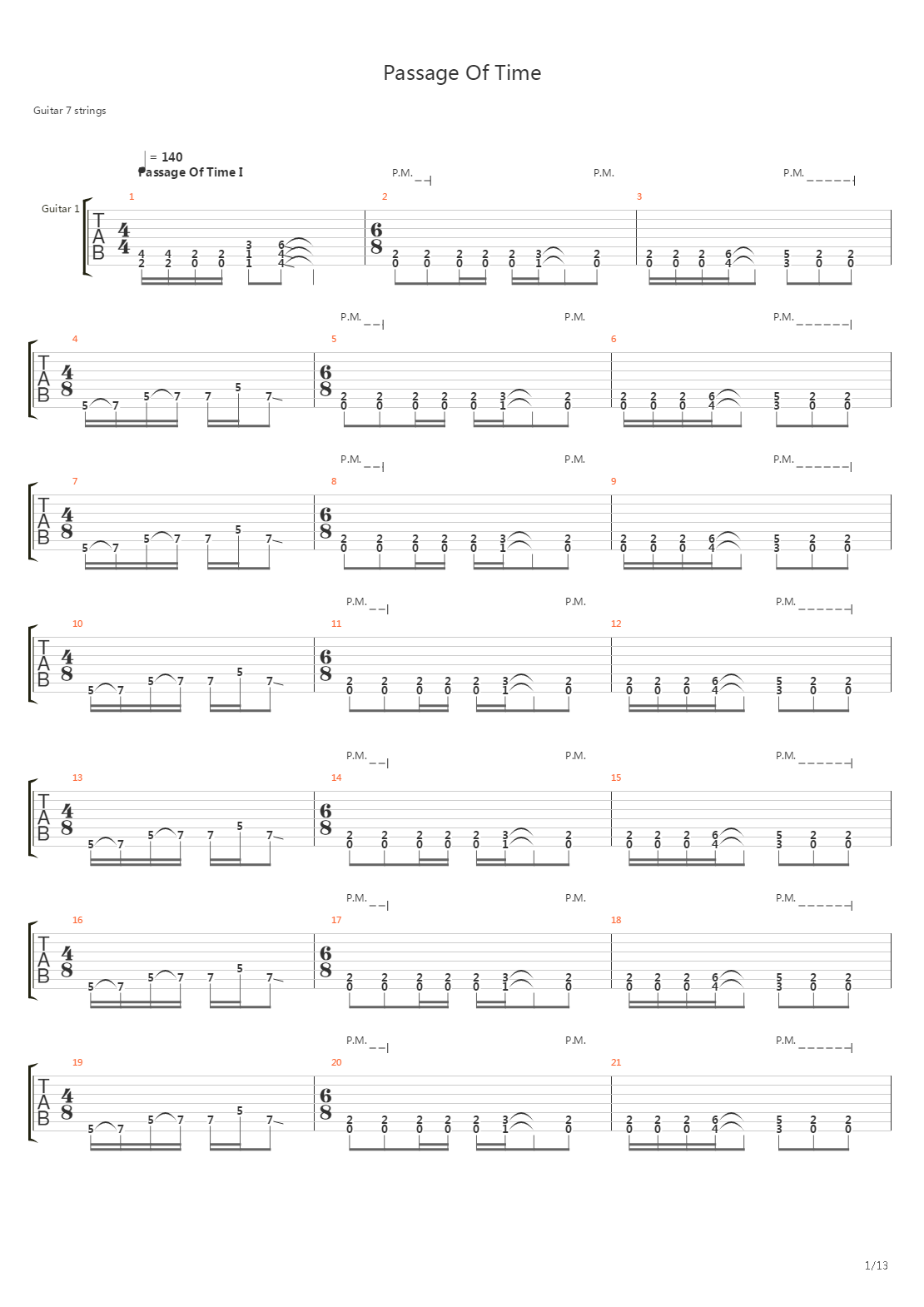 Passage Of Time吉他谱