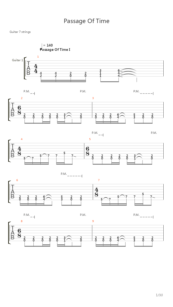 Passage Of Time吉他谱