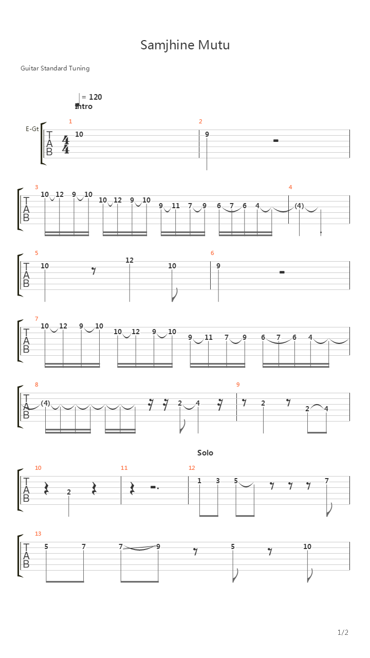 Samjhine Mutu吉他谱