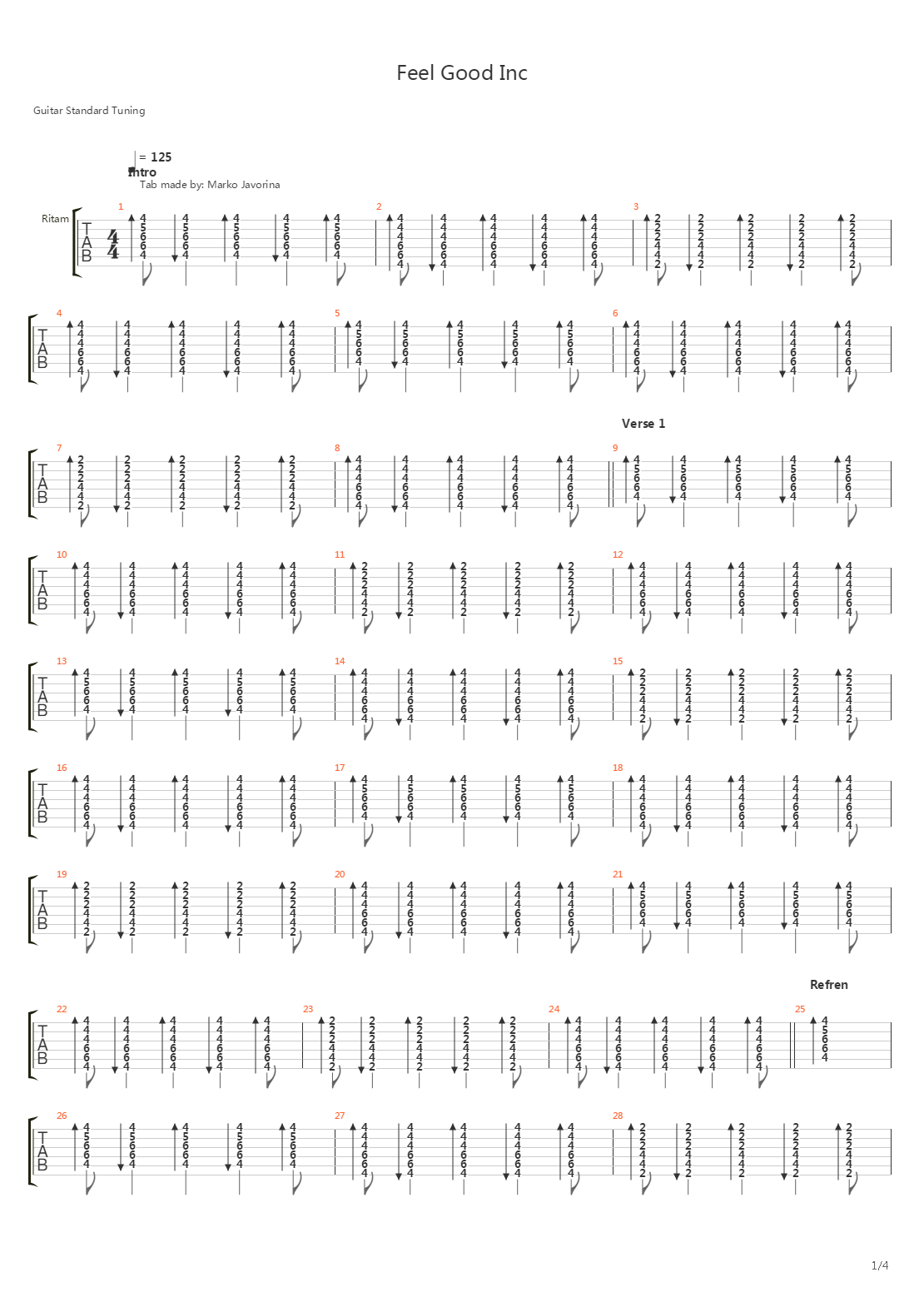 Feel Good Inc吉他谱