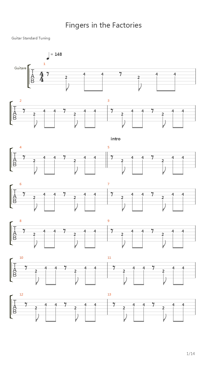 Fingers In The Factories吉他谱