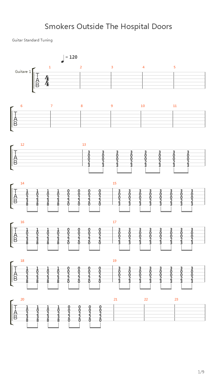 Smokers Outside The Hospital Doors吉他谱