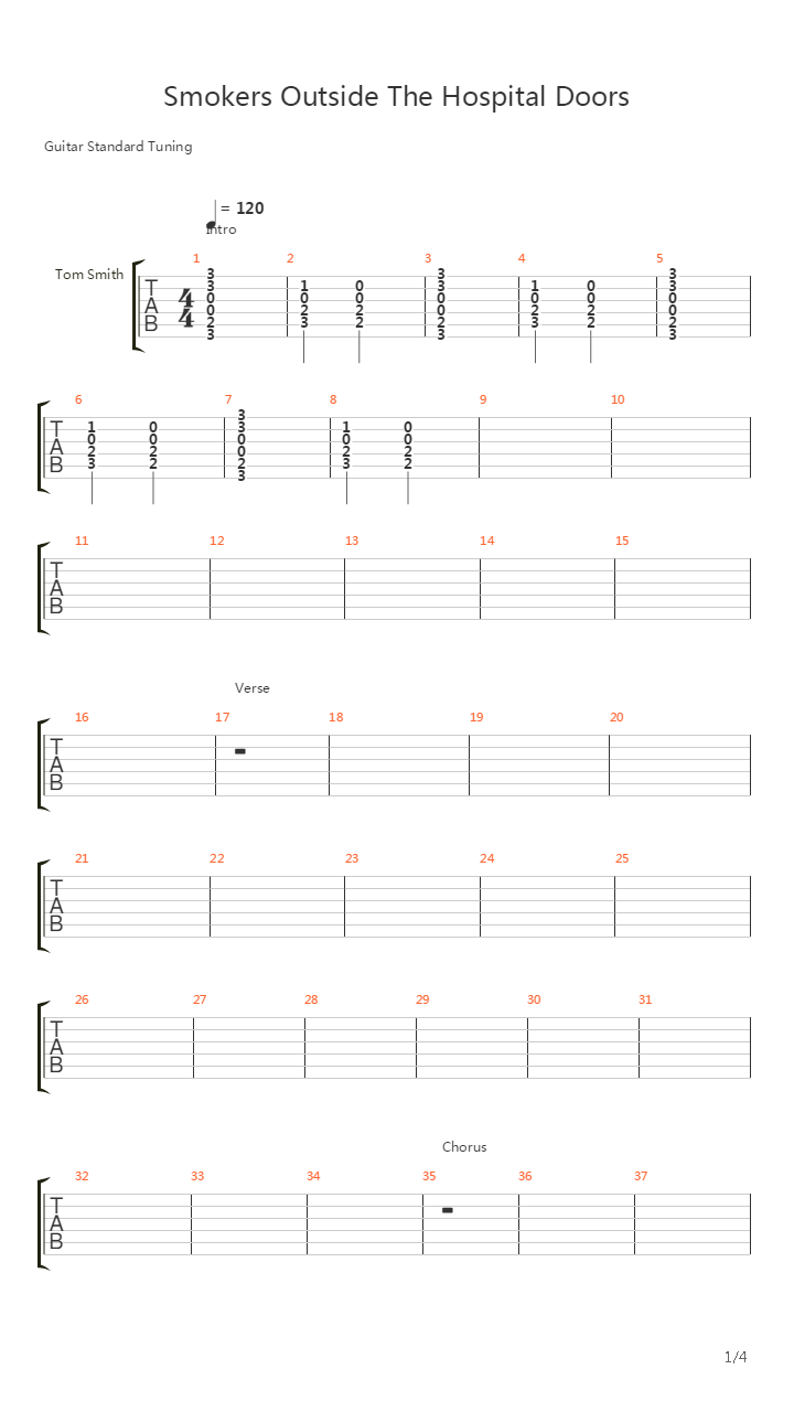 Smokers Outside The Hospital Doors吉他谱