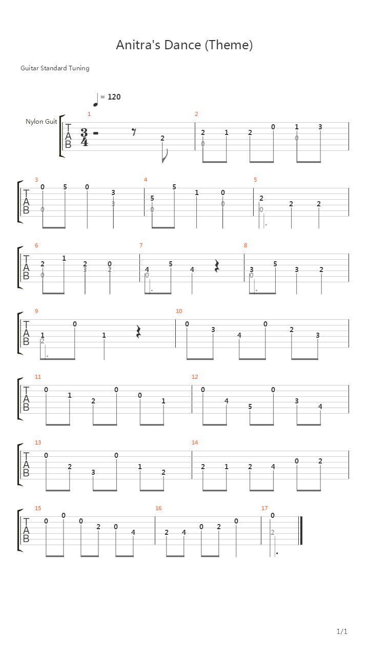 Anitras Dance Theme吉他谱