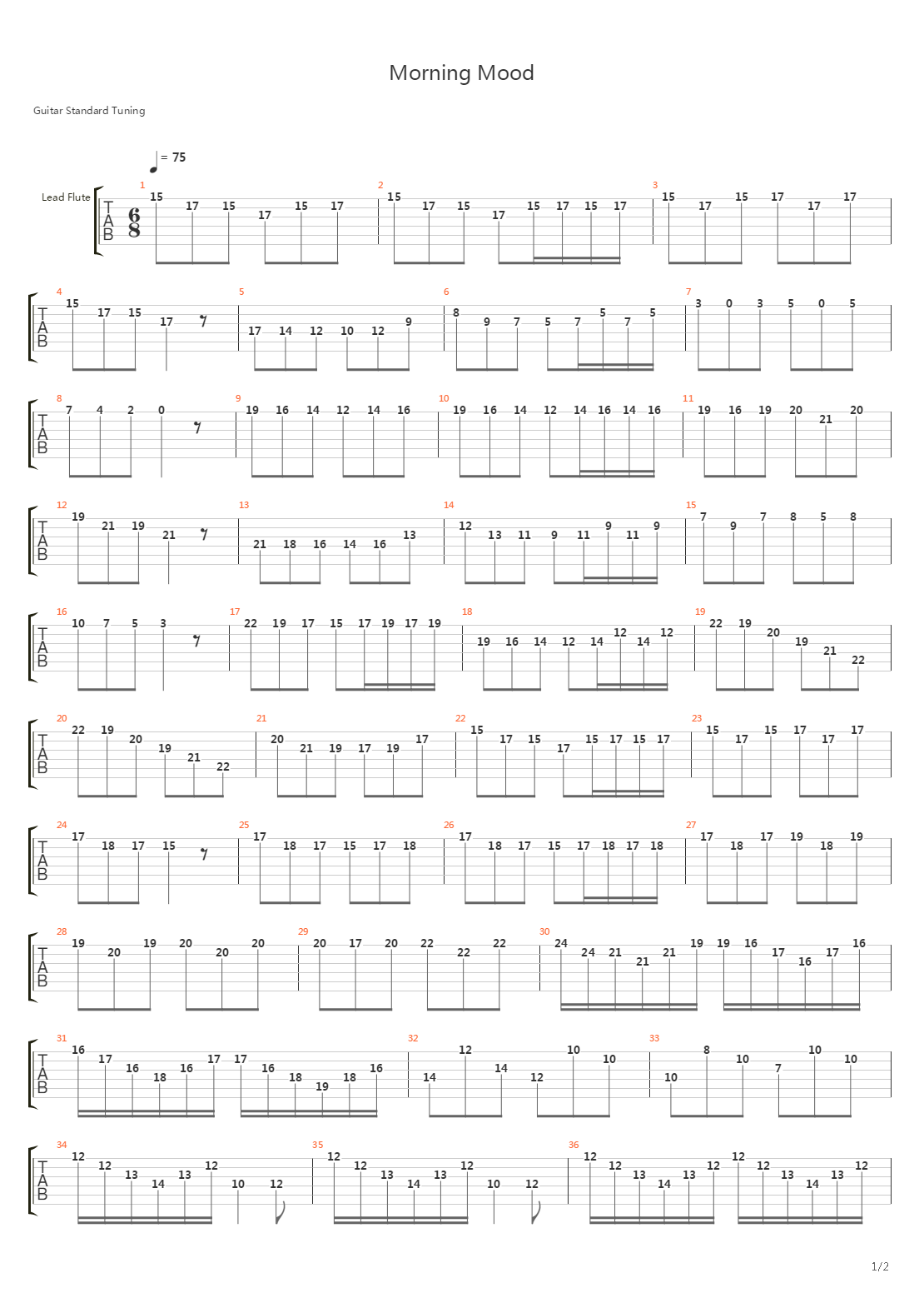 Morning Mood吉他谱