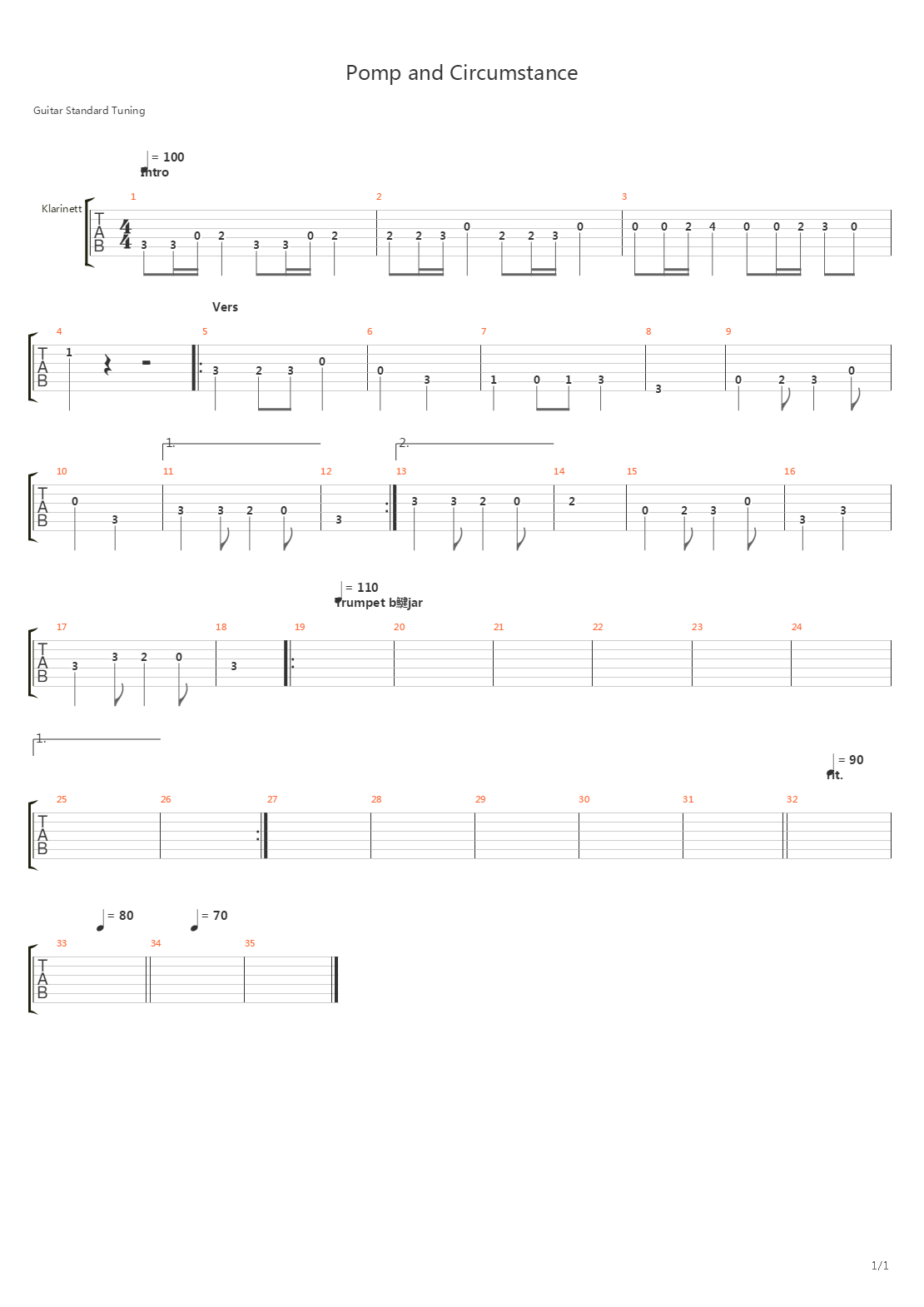 Pomp And Circumstance吉他谱