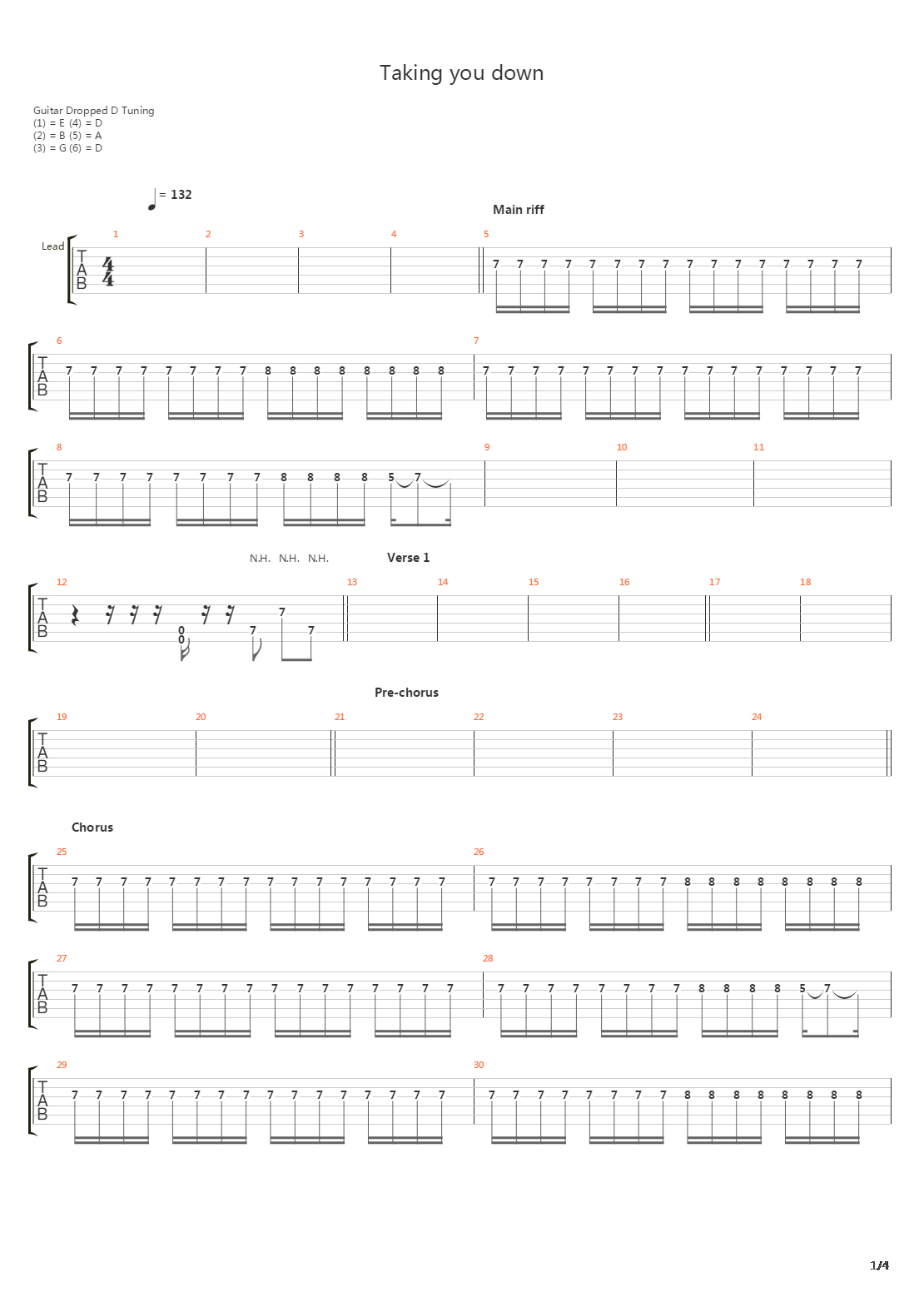 Taking You Down吉他谱