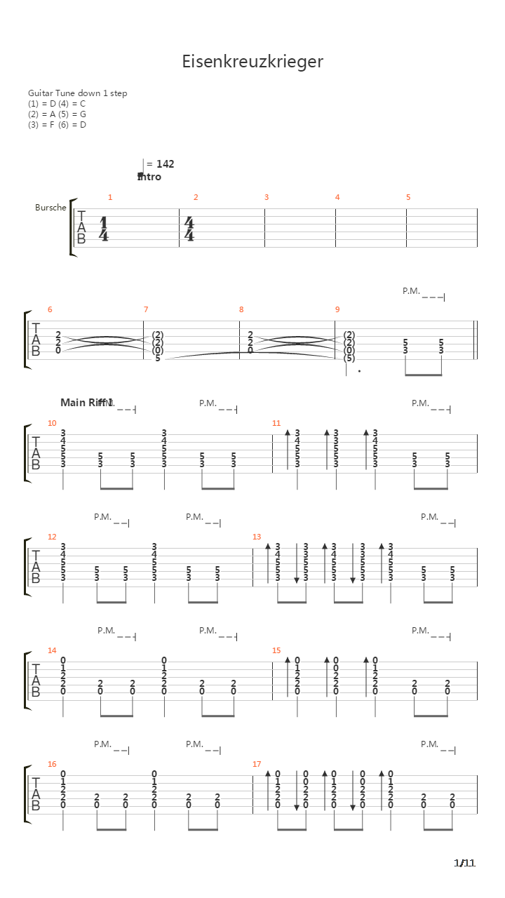 Eisenkreuzkrieger吉他谱