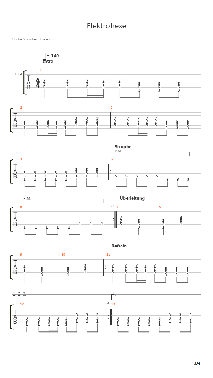 Elektrohexe吉他谱
