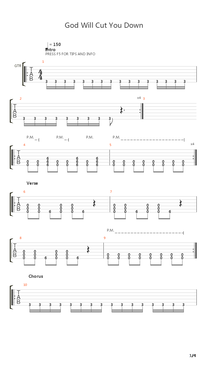 God Will Cut You Down吉他谱
