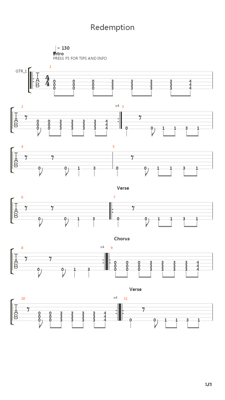 Redemption吉他谱