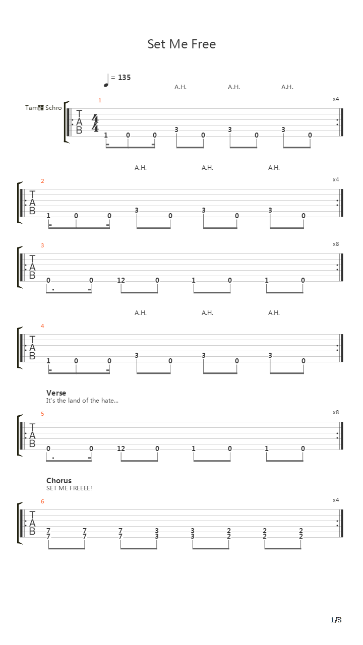Set Me Free吉他谱
