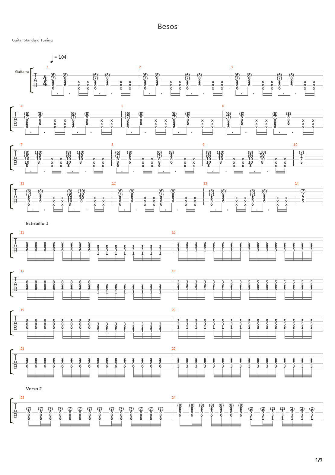 Besos吉他谱