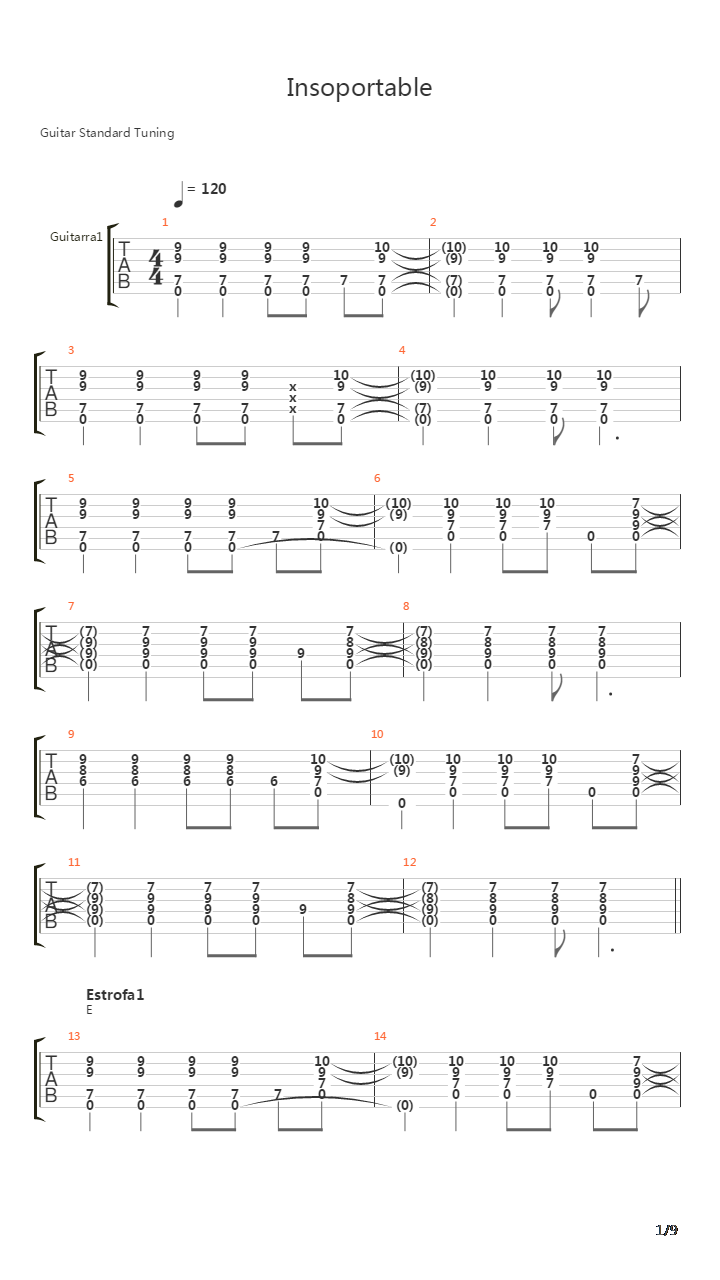Insoportable吉他谱