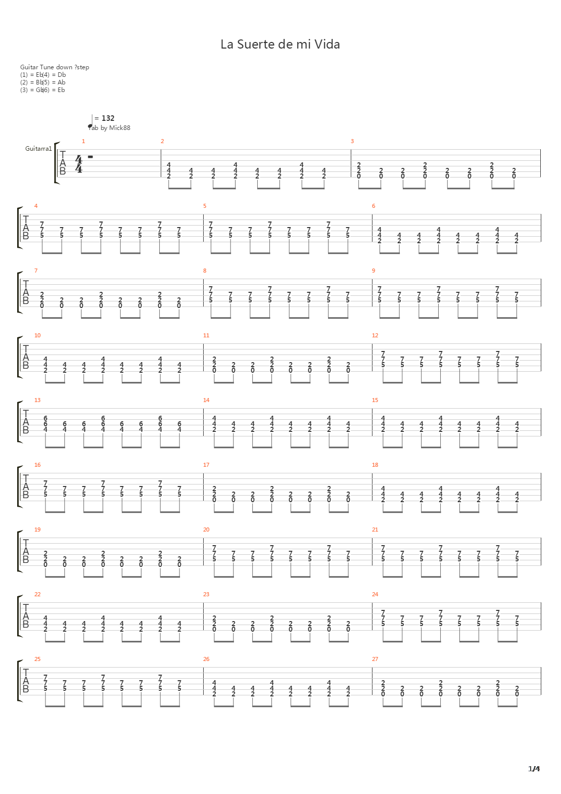 La Suerte De Mi Vida吉他谱