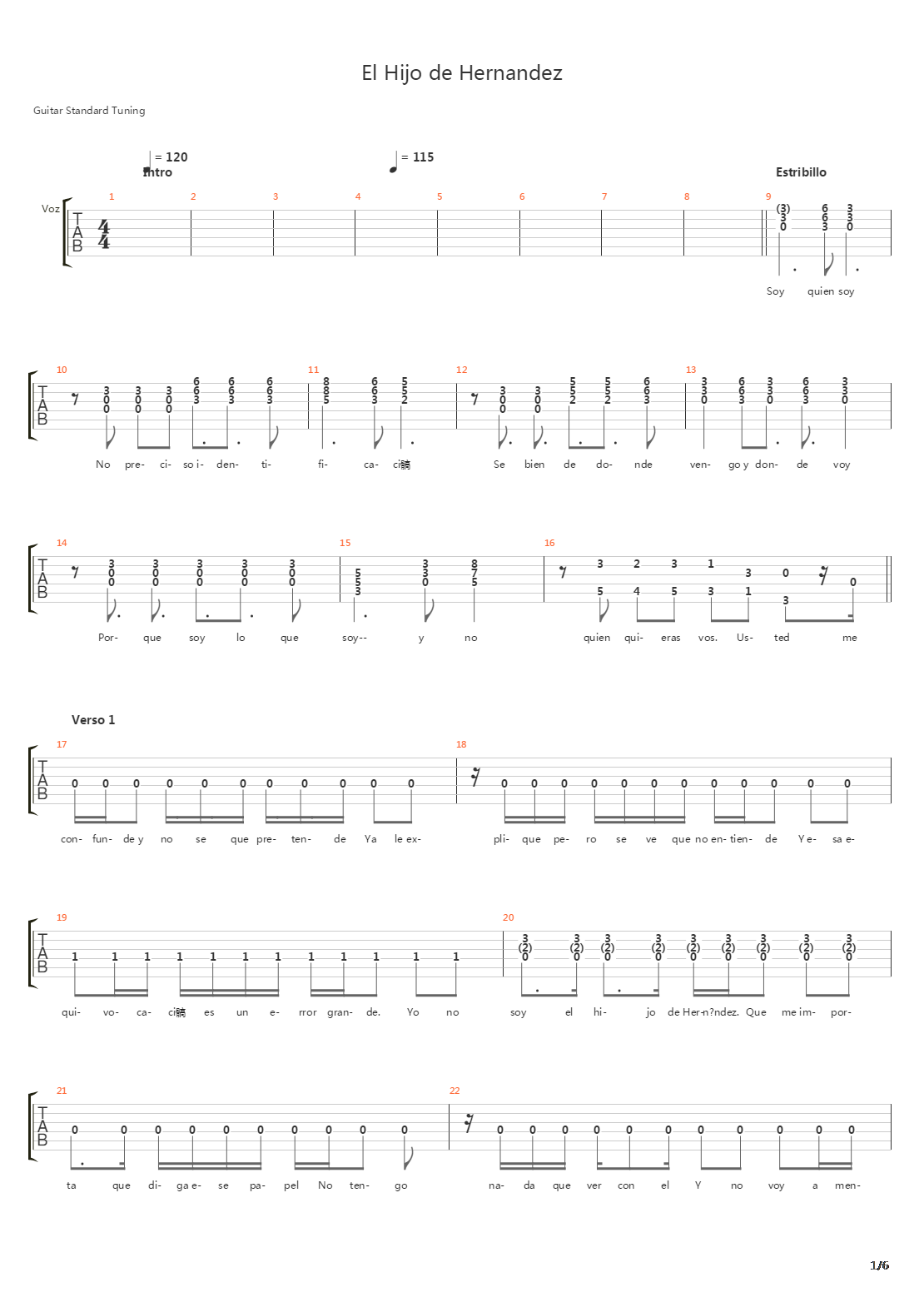 El Hijo De Hernandez吉他谱