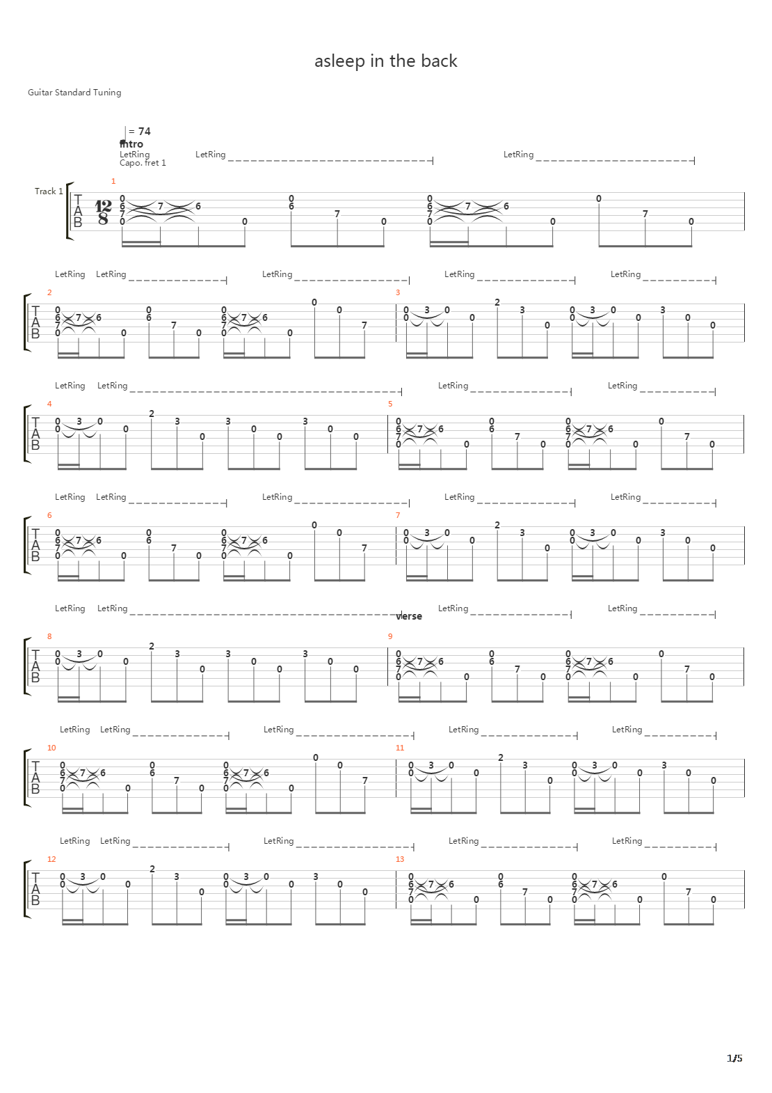 Asleep In The Back吉他谱