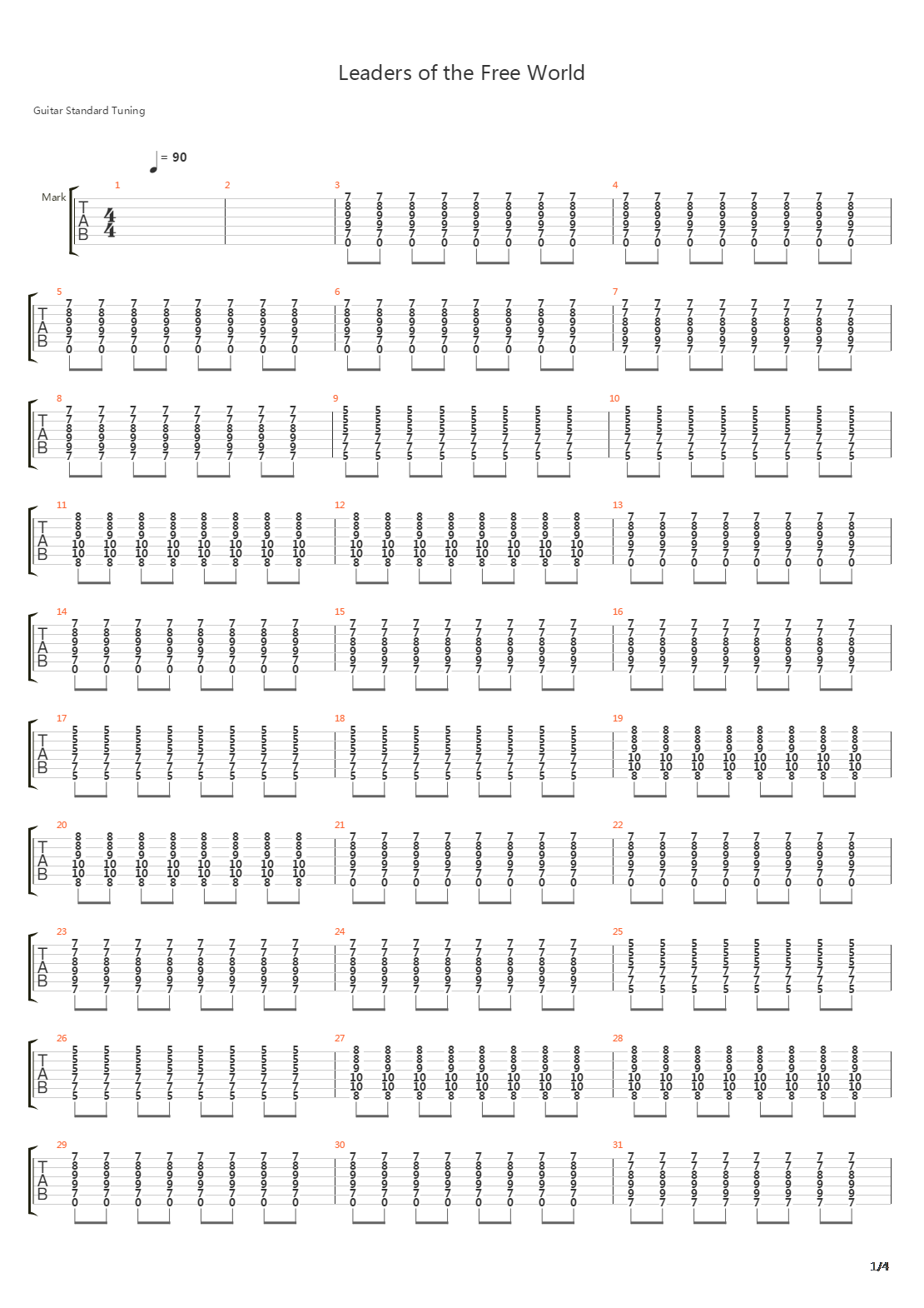Leaders Of The Free World吉他谱