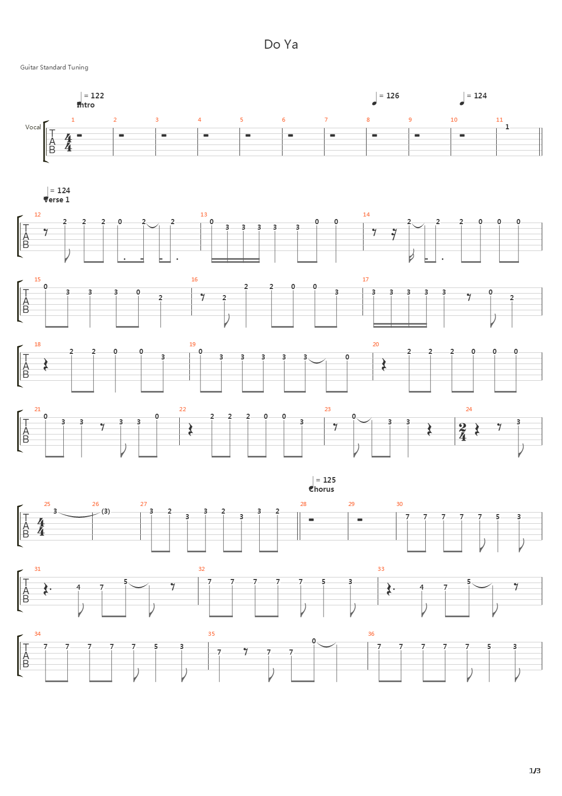 Do Ya吉他谱