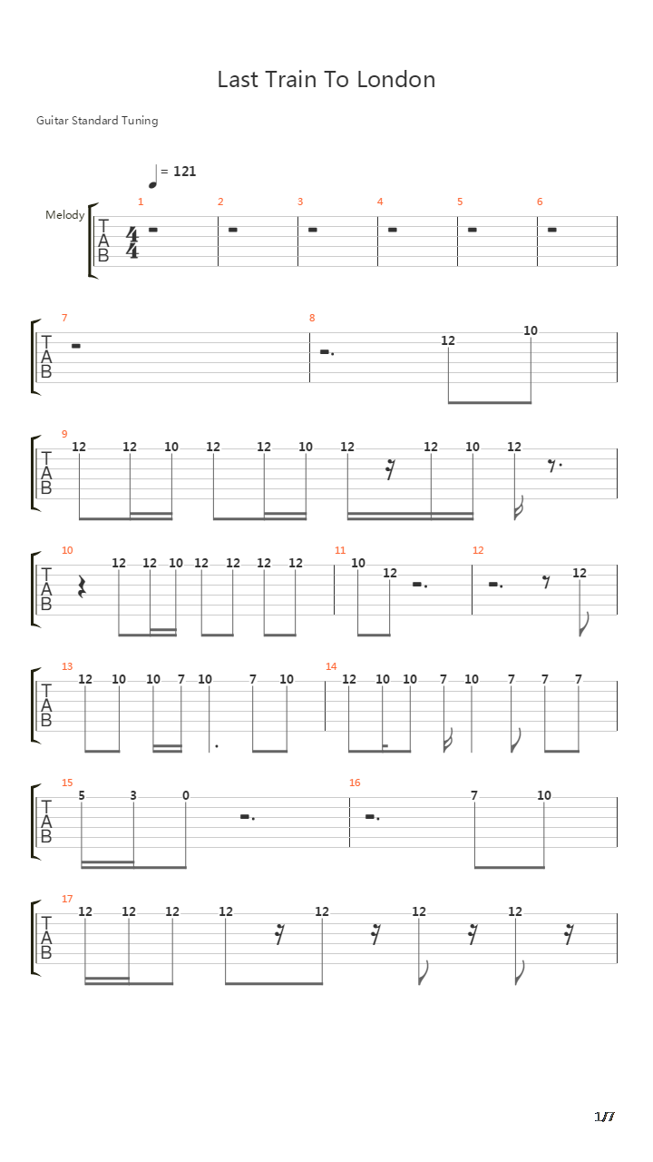 Last Train To London吉他谱