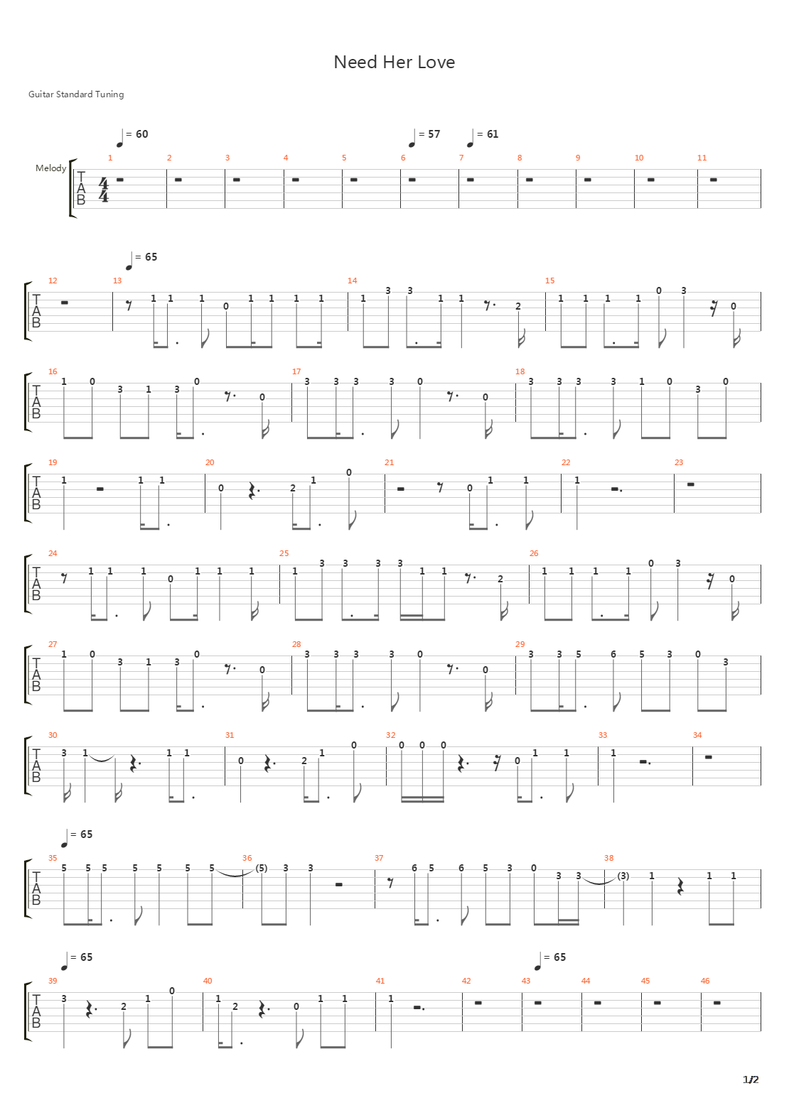 Need Her Love吉他谱