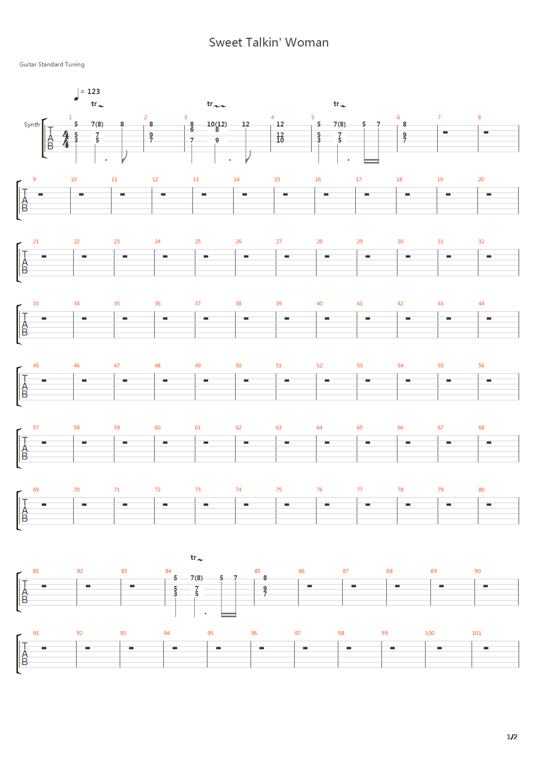 Sweet Talkin Woman吉他谱